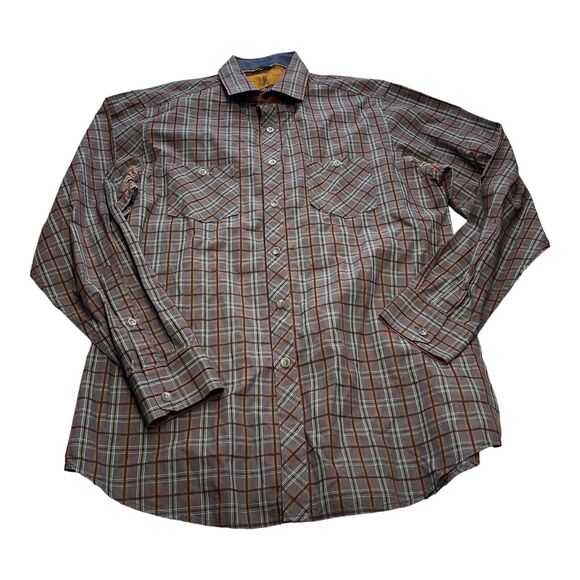 Black Brown 1826 Shirt Mens Large Multicolor Plaid Classic Long Sleeve Button-Up - Picture 1 of 6